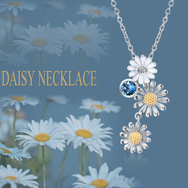 925 Sterling Silver Daisy Flower Pendant Necklace Jewelry