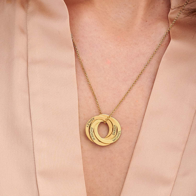 925 Sterling Silver Personalized Engraved Russian Ring Necklace