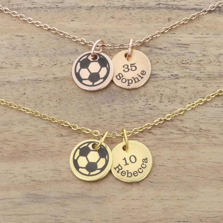 925 Sterling Silver Soccer Necklace • Personalized Player Number Name • Little Girls Tots • Soccer Mom • Mothers Day • Soccer Gift School Varsity High School