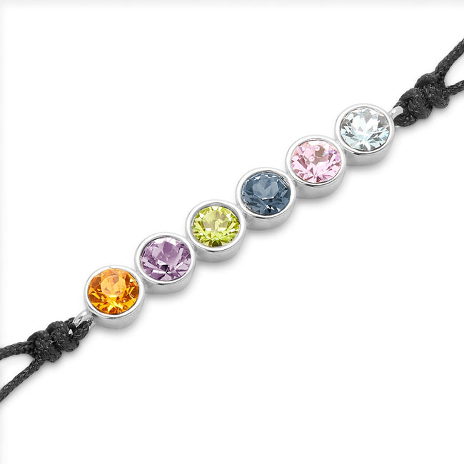Stone Bezel Set Birthstone String Bolo Bracelet