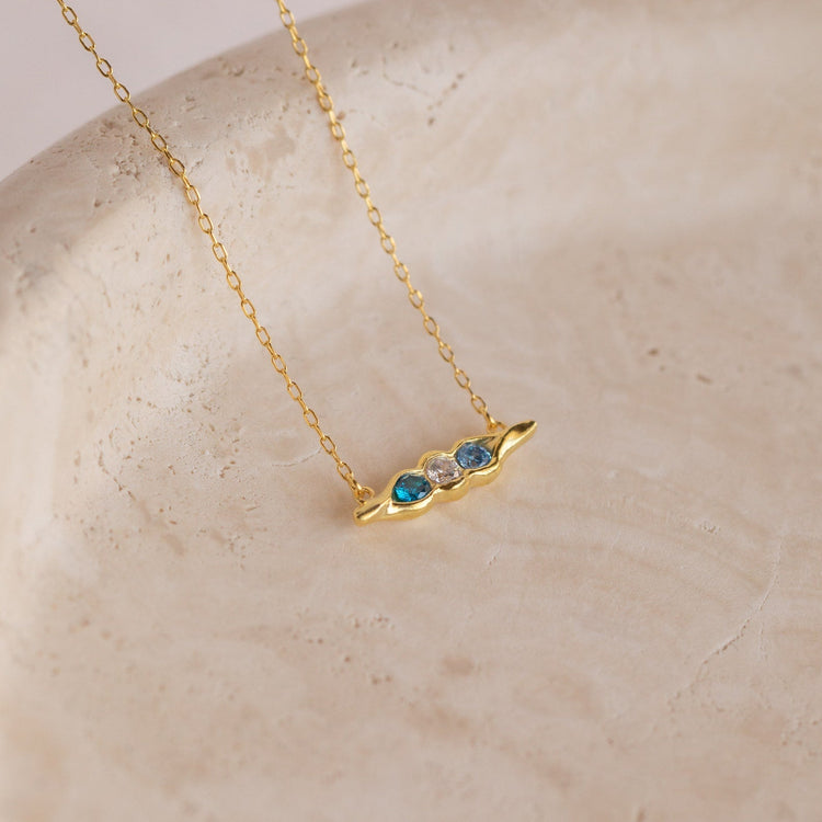 925 Sterling Silver Custom Birthstone Peas in a Pod Necklace
