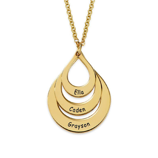 925 Sterling Silver Engrave Drop Model Family Necklace