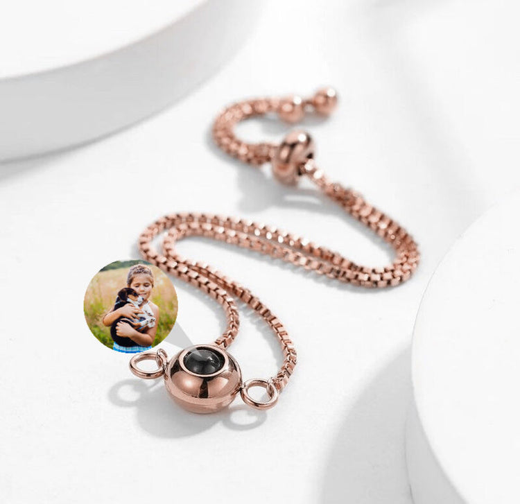 925 Sterling Silver Personalized Beautiful Photo Projection Bracelet Sweet Cool Gift
