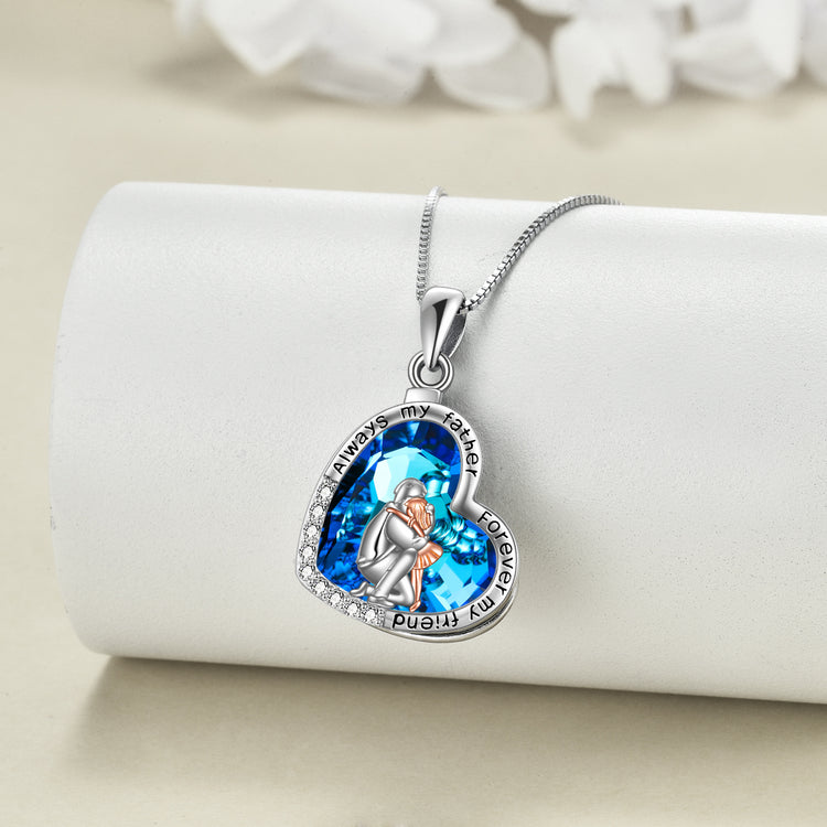 925 Sterling Silver Daughter Dad Necklace Father's Day Jewelry Gifts