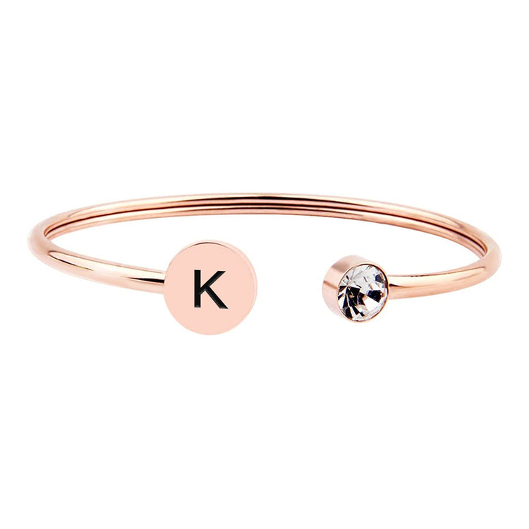 Bracelet manchette chevalière gravée en argent sterling 925 avec pierre de naissance personnalisée