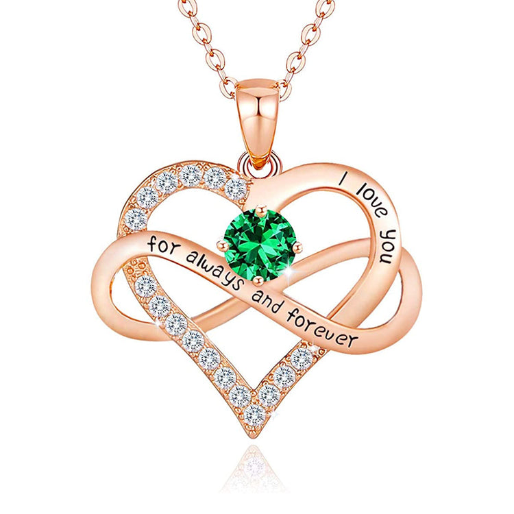 925 Sterling Silver Infinity Heart Pendant Necklace With Birthstone