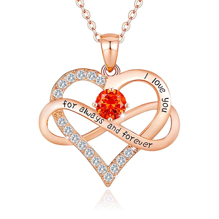 925 Sterling Silver Infinity Heart Pendant Necklace With Birthstone