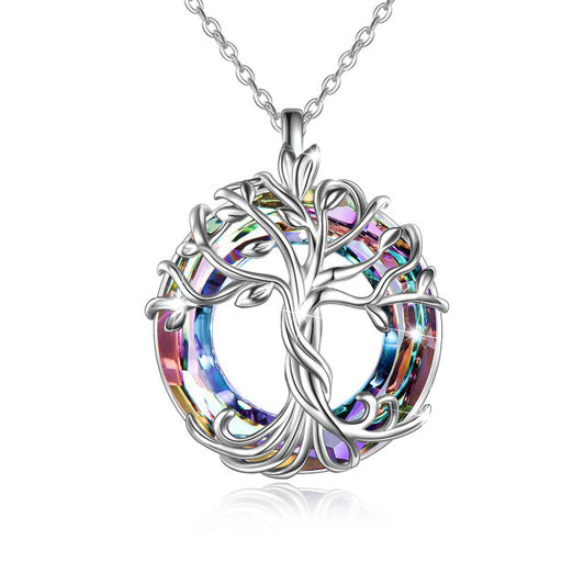 925 Sterling Silver Tree of Life Necklaces Family Tree Necklace with Crystal Jewelry
