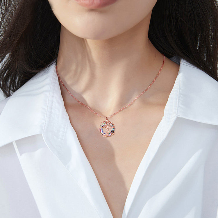 925 Sterling Silver Tree of Life Necklaces Family Tree Necklace with Crystal Jewelry