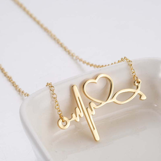 925 Sterling Silver Nurse Heart Beat Stethoscope Necklace, Gifts For Nurse - onlyone