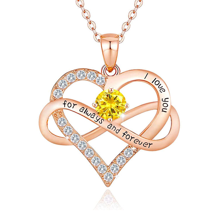 925 Sterling Silver Infinity Heart Pendant Necklace With Birthstone