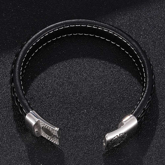 Stainless Steel Fashion Cloud Magnetic Buckle Bracelet, Father's Day Bracelet, Mens Leather Bracelet - onlyone