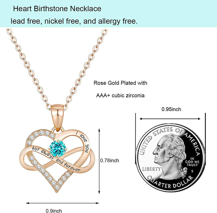 925 Sterling Silver Infinity Heart Pendant Necklace With Birthstone