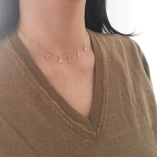 925 Sterling Silver Personalized Letter Name Necklace, Nameplated Necklace - onlyone