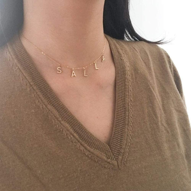 925 Sterling Silver Personalized Letter Name Necklace, Nameplated Necklace - onlyone