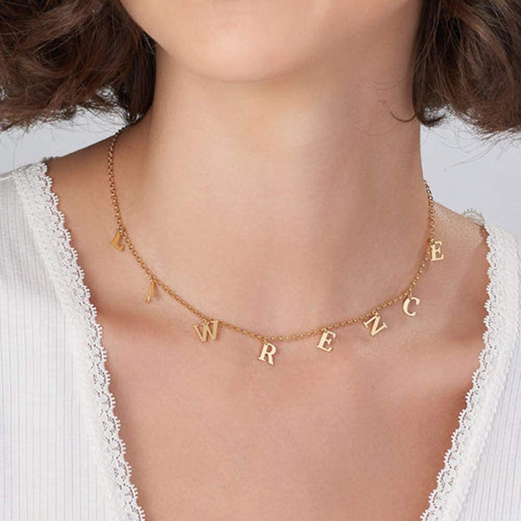 925 Sterling Silver Personalized Letter Name Necklace, Nameplated Necklace - onlyone