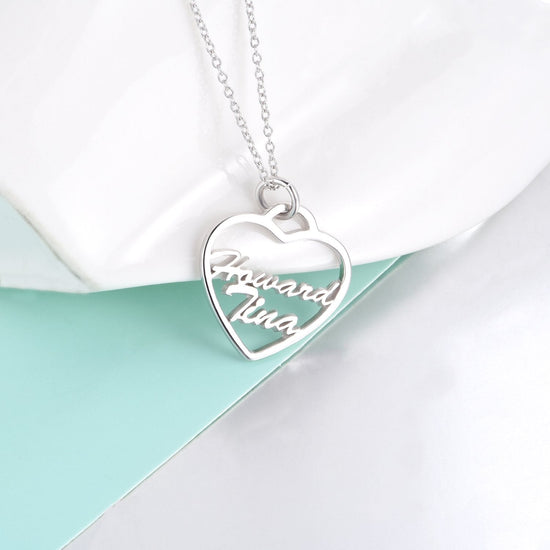 925 Sterling Silver Heart Name Necklace Nameplate Necklace - onlyone