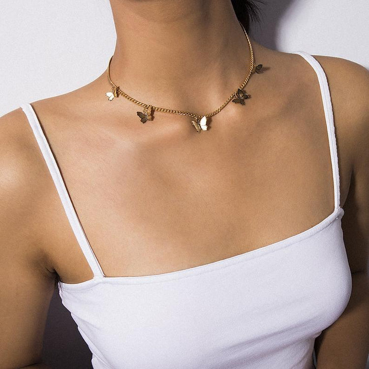 925 Sterling Silver Butterfly Chocker For Women - onlyone