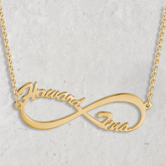 925 Sterling Silver Infinity Necklace With Names Nameplate Necklace, Gift For Her