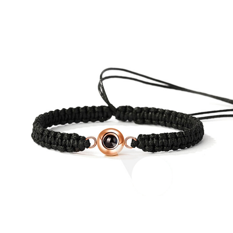 Personalized Braided Black Rope Photo Projection Bracelet Sweet Cool Gift