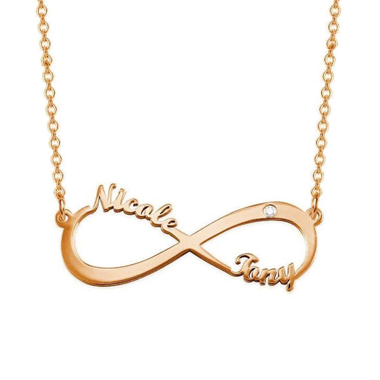 925 Sterling Silver Infinity Zircon Name Necklace Nameplate Necklace - onlyone