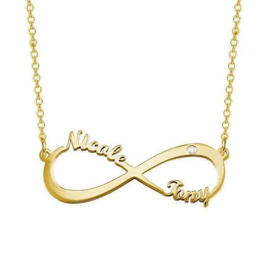 925 Sterling Silver Infinity Zircon Name Necklace Nameplate Necklace - onlyone