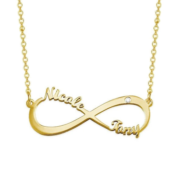 925 Sterling Silver Infinity Zircon Name Necklace Nameplate Necklace - onlyone