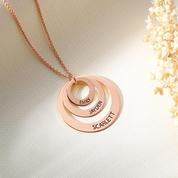 Collier avec plaque signalétique en argent sterling 925 gravé à trois cercles