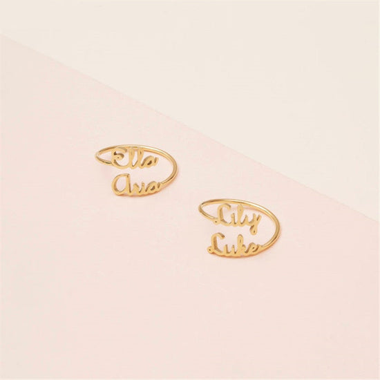 925 Sterling Silver Personalized Dainty Double Name Ring Nameplate Ring - onlyone