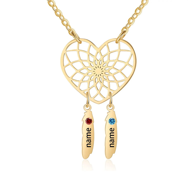 925 Sterling Silber Herz Traum fänger Halskette mit Birth stone Dreamcatcher Anhänger personal isiertes Namens geschenk für Frauen