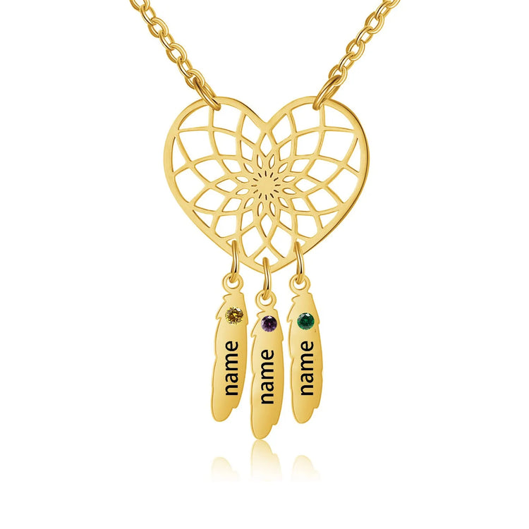 925 Sterling Silber Herz Traum fänger Halskette mit Birth stone Dreamcatcher Anhänger personal isiertes Namens geschenk für Frauen