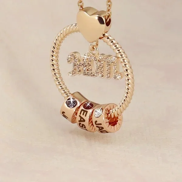 925 Sterling Silver Birthstone  Name Mother's Love Necklace