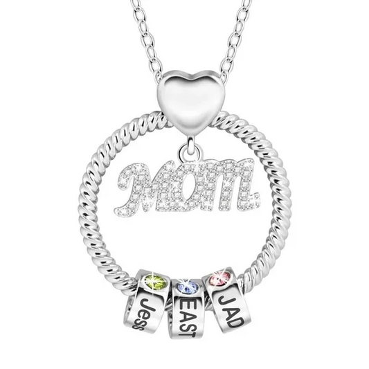 925 Sterling Silver Birthstone  Name Mother's Love Necklace
