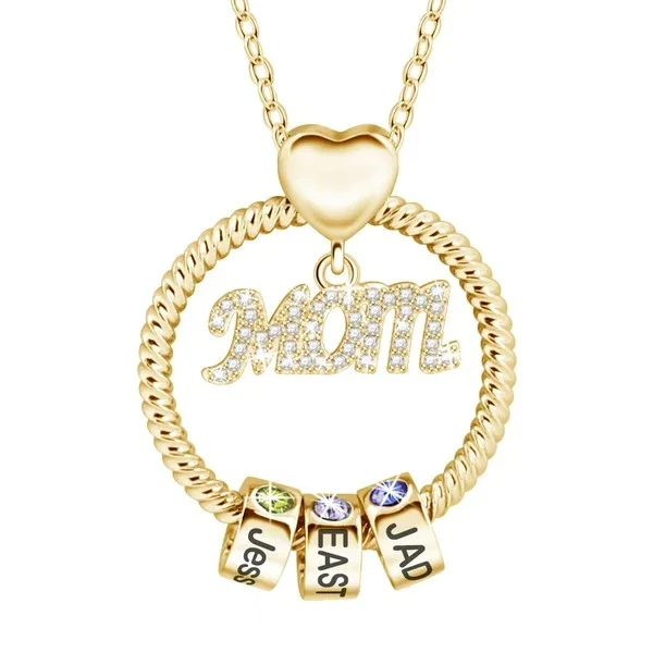 925 Sterling Silver Birthstone  Name Mother's Love Necklace
