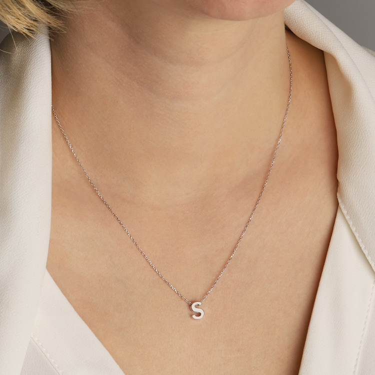 925 Sterling Silver Initial Necklace,  Custom Initial Necklace, Mama Necklace, Birthday Gift Necklace With Birthstone