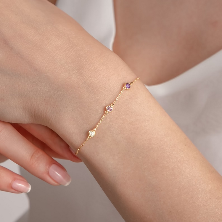 925 Sterling Silver Birthstone Bracelet for Mom