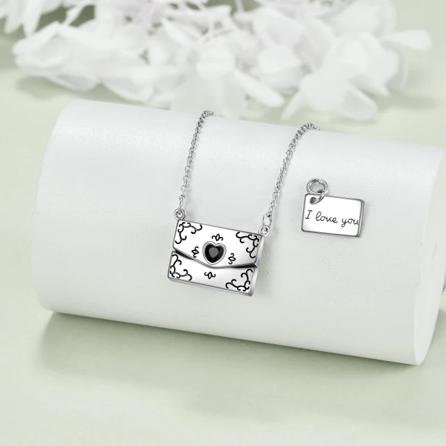 925 Sterling Silver Envelope Necklace With Crystal I Love You Secret Message Jewelry Gifts for Women