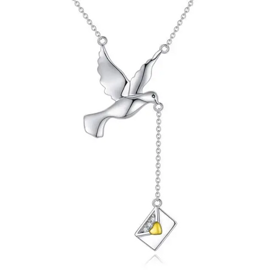 925 Sterling Silver Pigeon Envelope Pendant Necklace Love Letter Necklaces Jewelry Gift for Lover