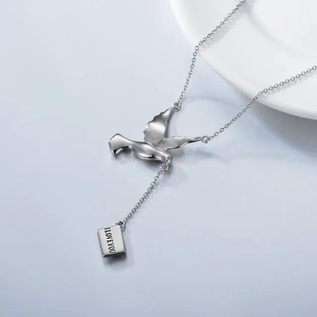 925 Sterling Silber Tauben umschlag Anhänger Halskette Liebesbrief Halsketten Schmuck Geschenk für Liebhaber