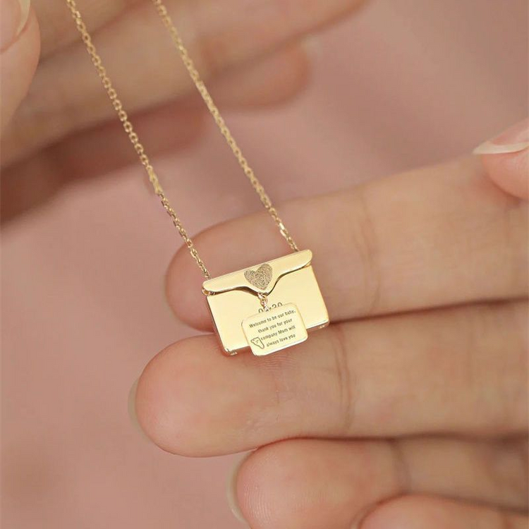 925 Sterling Silver Personalized Envelope Love Letter Locket Secret Message Necklace