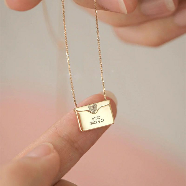 925 Sterling Silver Personalized Envelope Love Letter Locket Secret Message Necklace
