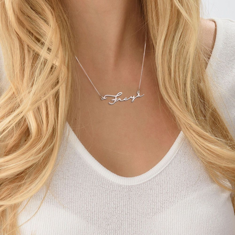 925 Sterling Silber Personal isierte Signatur Stil Name Halskette, Geschenk für Mama