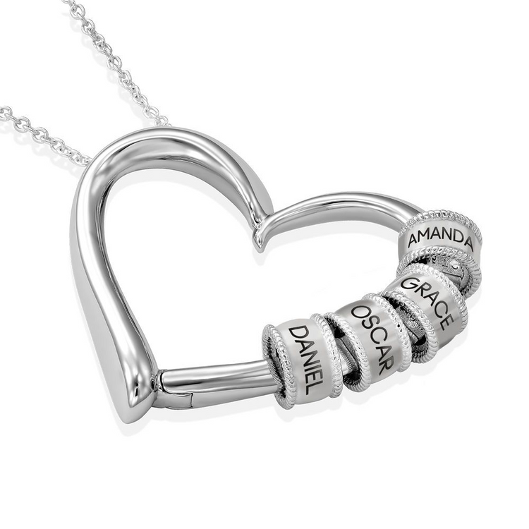 925 Sterling Silver Charming Hart Pendant Necklace Nameplated Necklace, Gift for Mom