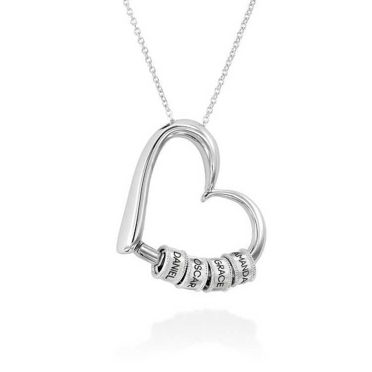 925 Sterling Silver Charming Hart Pendant Necklace Nameplated Necklace, Gift for Mom