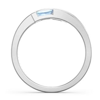 925 Sterling Silver Double Baguette Bypass Birthstone Ring