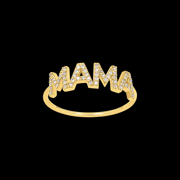 925 Sterling Silver Diamond MAMA Crystal Ring