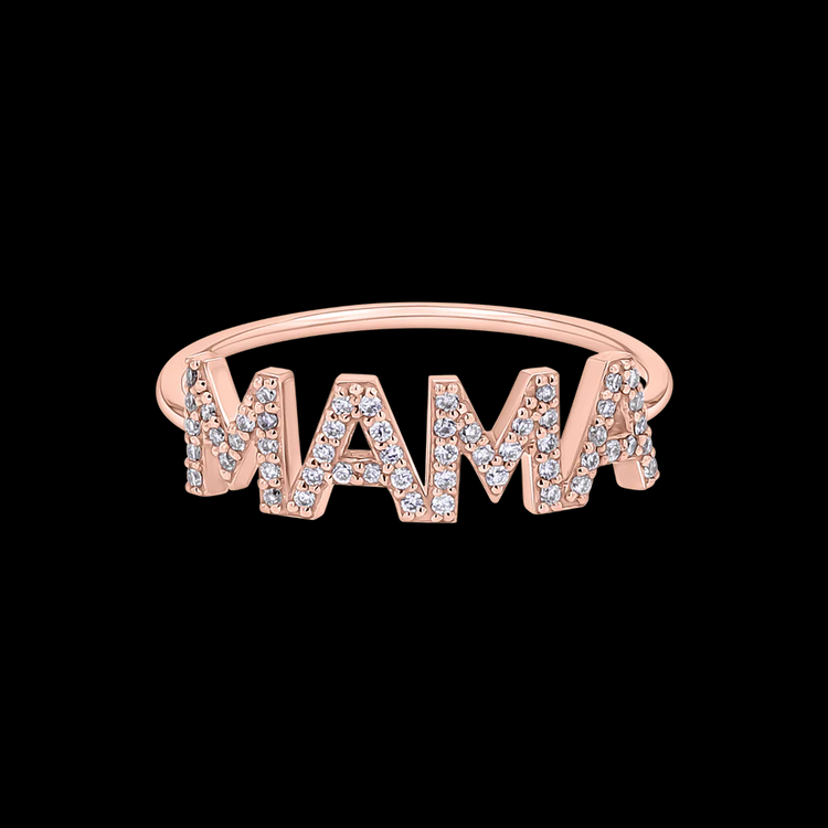 925 Sterling Silver Diamond MAMA Crystal Ring