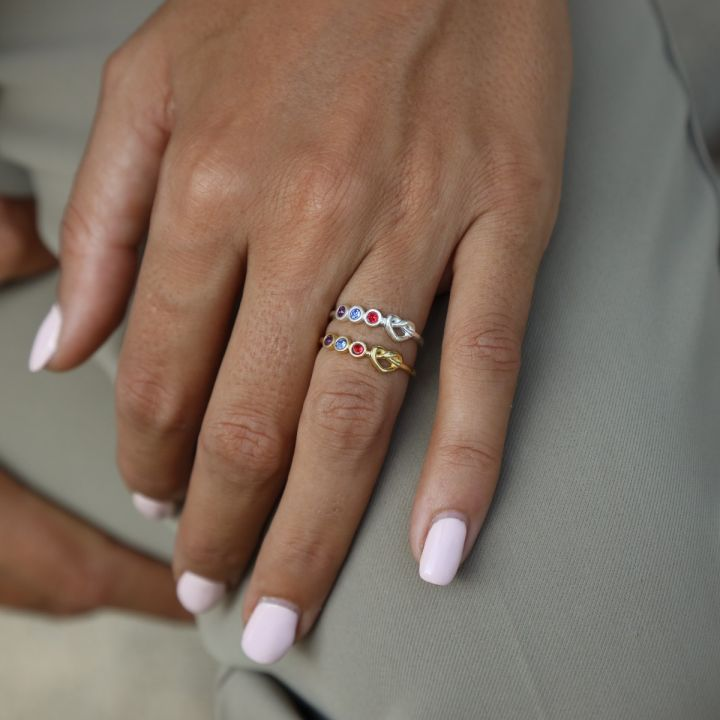 925 Sterling Silver Ties of The Heart Birthstone Ring