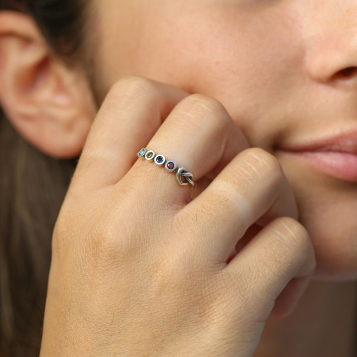 925 Sterling Silver Ties of The Heart Birthstone Ring