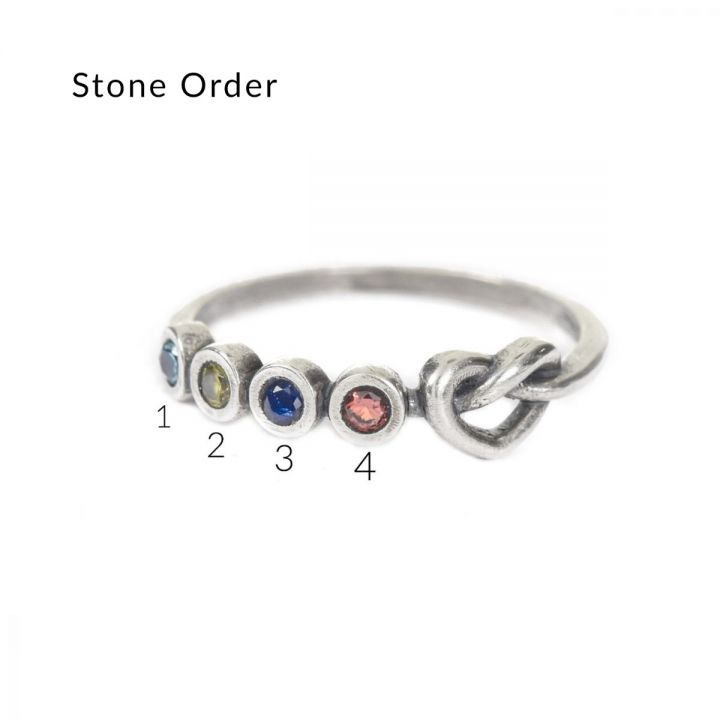 925 Sterling Silver Ties of The Heart Birthstone Ring